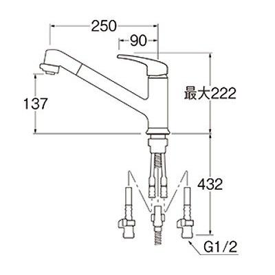 水栓金具 三栄水栓　K87101JK-U-13　シングルワンホールスプレー混合栓(省施工ナット付) 寒冷地用_1