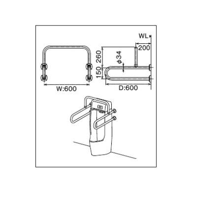INAX INAX/LIXIL KF-701AEJ トイレ関連 小便器用手すり 樹脂被覆 INAX INAX/LIXIL KF-701AEJ トイレ関連 小便器用手すり 樹脂被覆