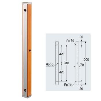 水栓金具 カクダイ 624-174 水栓柱(分水孔つき・ブラウン木目) 70角