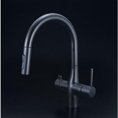 KVK　KM6081ECM5　浄水器専用グースネックシングルレバー式シャワー付混合栓 ｅレバー マットブラック 水栓本体のみ