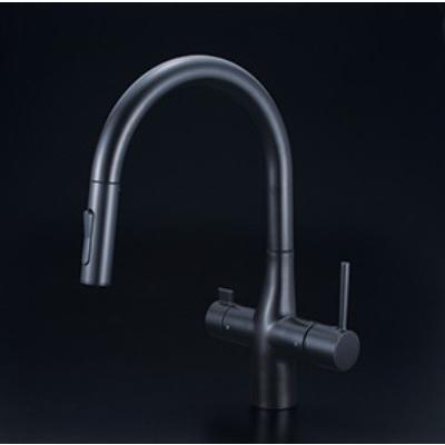 KVK　KM6081SCECM5　浄水器付グースネックシングルレバー式シャワー付混合栓 ｅレバー マットブラック