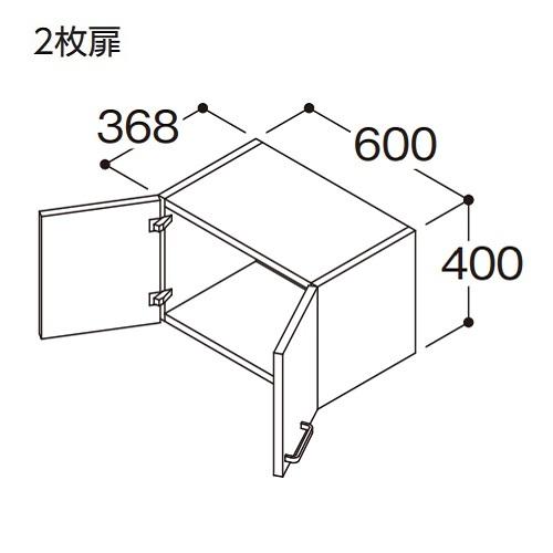 TOTO ウォールキャビネット 【LWPB060ANA2A】 Vシリーズ 2枚扉 間口600 高さ400 扉カラーホワイト ♪