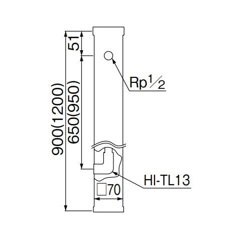 MIYAKO（水廻り部材） ミヤコ 水栓柱 左給水 【M241HRL 13×70