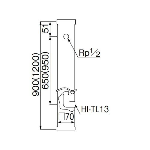 ミヤコ 水栓柱 右給水 【M241HRR 13×70×900 アイボリー】｜maido-diy-reform｜02