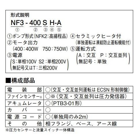 川本 NF3-400TH-P インバータ家庭用ポンプ ソフトカワエース 交互並列