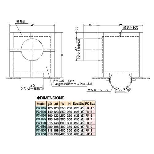 空調用吹出口 西邦工業 PCH250 パンカールーバー用チャンバー 空調用吹出口 西邦工業 PCH250 パンカールーバー用チャンバー