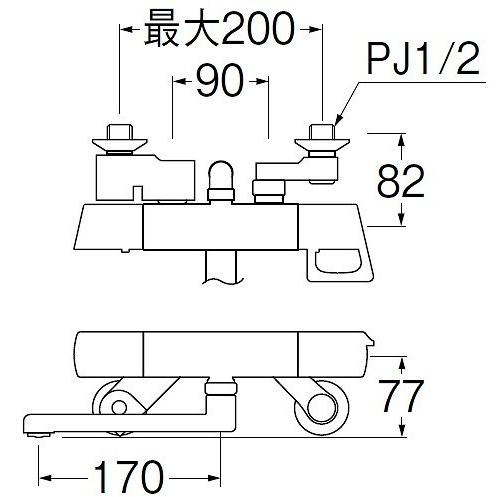 水栓金具 三栄水栓　SK18141-T5L17　壁付サーモスタット式 サーモシャワー混合栓 バスルーム用_1