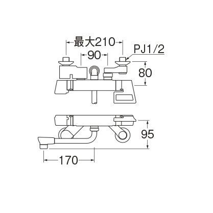 水栓金具　三栄水栓　SK181DT2K-13　バスルーム用　節水水栓　壁付サーモシャワー混合栓　寒冷地用