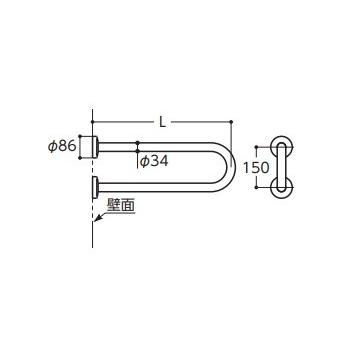 トイレ用手すり TOTO　T112CP26　腰掛便器用 固定式 P型 長さ：550mm ※受注生産品 [■§]