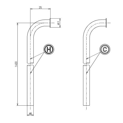 トイレ関連 TOTO　TN54-7R　連結管 長さ1400mm UD ホテル向けウォシュレット用 [■]｜maido-diy-reform