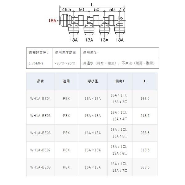 オンダ 【WH1A-BE07 樹脂】 BE型 回転ヘッダー PEX 接続口数（樹脂管）16A 1 13A 6 [□]｜maido-diy-reform｜02