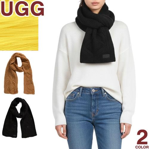 【未使用品】UGG ケーブルスカーフ ニットマフラー ブラック 黒 UGG（アグ） マフラー ストール ケーブル スカーフ レディース メンズ
