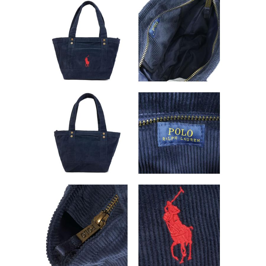 ポロ ラルフローレン Polo Ralph Lauren バッグ トートバッグ ビッグポニー コーデュロイ ミニトート メンズ レディース ファスナー付き ブランド 紺 ネイビー｜maido-selection｜04