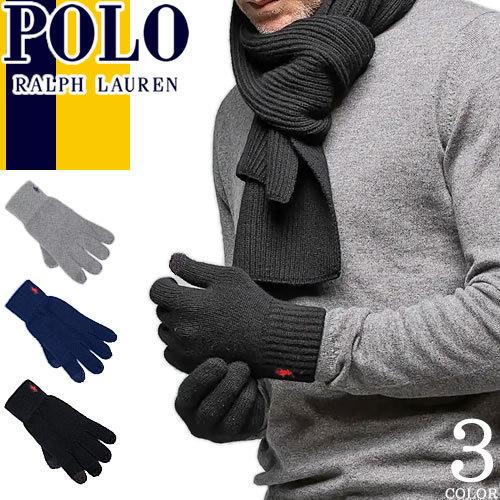 ポロ ラルフローレン Polo Ralph Lauren 手袋 タッチ グローブ メンズ スマホ対応 タッチパネル 暖かい ウール ブランド プレゼント 黒 ブラック ネイビー