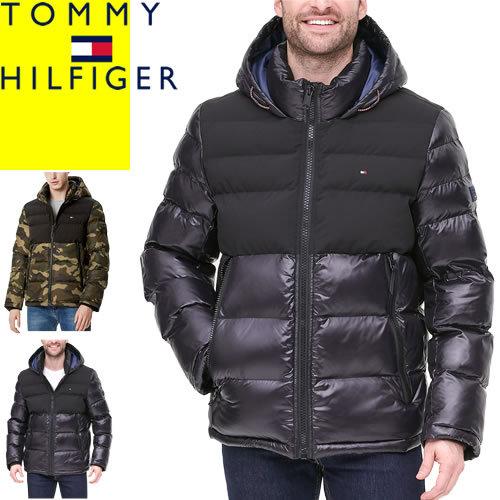 トミーヒルフィガー TOMMY HILFIGER ダウンジャケット 中綿 ブルゾン アウター メンズ フード付き 軽量 防寒 大きいサイズ ブランド 黒 迷彩 ブラック カモ｜maido-selection