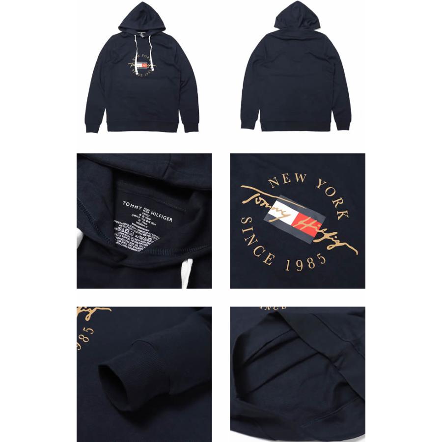 トミー　フーディ　パーカー　シグネチャー　刺繍文字　新品未使用　ネイビー TOMMY HILFIGER - トミー フーディ パーカー シグネチャー 刺繍文字