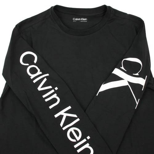 カルバンクライン Calvin Klein ロンT LS TEE LOGO メンズ 長袖 クルーネック 丸首 袖ロゴ プリント 綿100% ブランド  大きいサイズ おしゃれ 黒 白