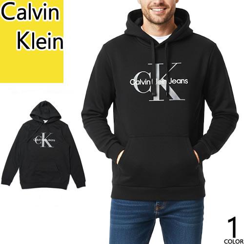 【新品タグ付】カルバンクライン　パーカー　フロントロゴ　裏起毛　L ブラック Calvin Klein（カルバン・クライン） パーカー プルオーバーパーカー