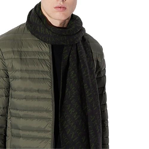 アルマーニ エクスチェンジ ARMANI EXCHANGE マフラー ストール メンズ オールオーバー ロゴ 防寒 ブランド プレゼント 黒 ブラック  ネイビー グレー