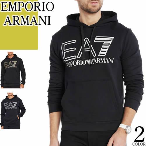 エンポリオ アルマーニ EMPORIO ARMANI パーカー プルオーバー フーディー メンズ ロゴ プリント 大きいサイズ ブランド 黒