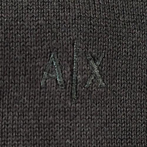 アルマーニ エクスチェンジ ARMANI EXCHANGE ジップアップニット カーディガン メンズ ロゴ 刺繍 春 秋 冬 ファスナー ハイネック  ブランド 大きいサイズ 黒