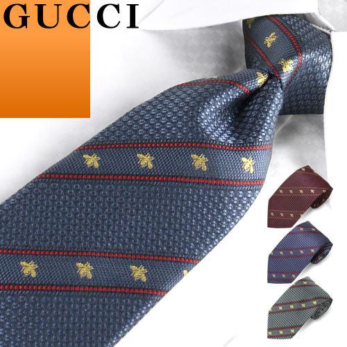 グッチ GUCCI ネクタイ ビー ハチ ストライプ柄 シルク イタリア製 7cm