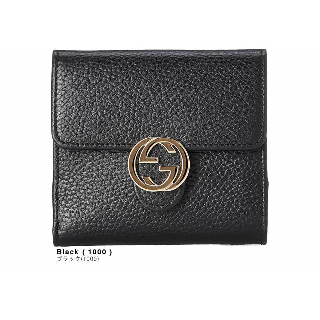 グッチ GUCCI 財布 二つ折り財布 GG インターロッキング ウォレット レディース ミニ財布 ブランド 小さめ 使いやすい 本革 革 黒 ブラック  :204-127:MSS 通販 