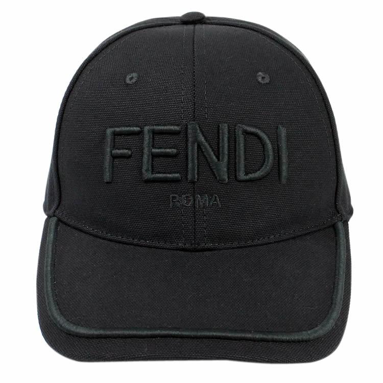 FENDI フェンディ キャップ 帽子 ブラックキャンバス ベース FENDI フェンディ キャップ 帽子 ブラックキャンバス ベース