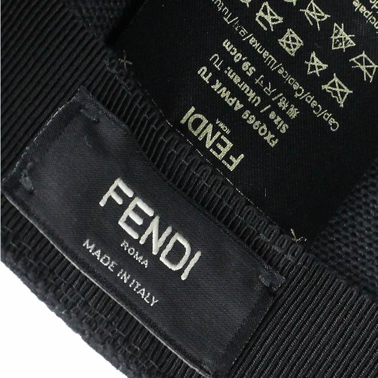 FENDI フェンディ キャップ 帽子 ブラックキャンバス ベース