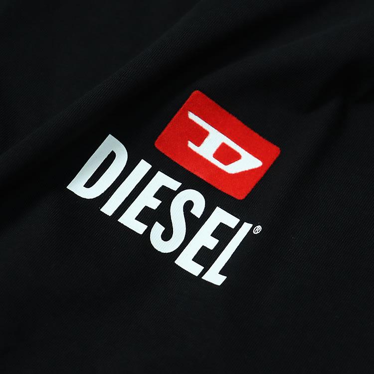 ディーゼル DIESEL Tシャツ A11184 RPATI メンズ 半袖 ロゴ ワンポイント プリント ブランド 大きいサイズ 綿100% おしゃれ 白 黒 ホワイト ブラックの画像