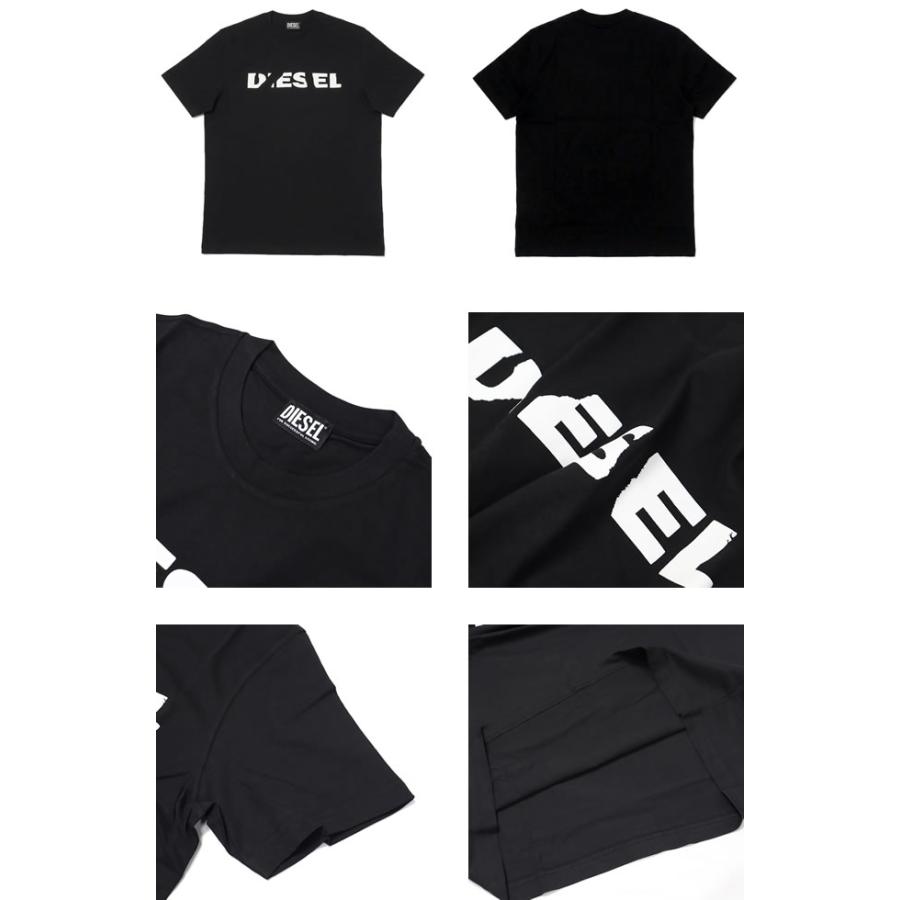 ディーゼル DIESEL A22074 RPATI Tシャツ メンズ 半袖 ロゴ プリント ブランド 大きいサイズ 綿100% おしゃれ 白 黒 ホワイト ブラックの画像