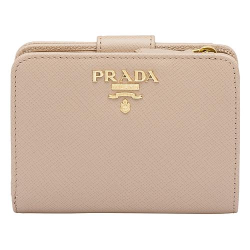 プラダ PRADA 財布 二つ折り財布 スモール サフィアーノ レザー ウォレット レディース 小銭入れ付き ミニ財布 ブランド 本革 ベージュ