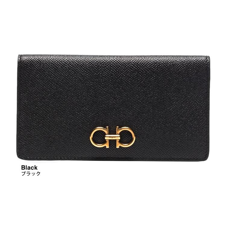 國光✨️　フェラガモ ガンチーニ 長財布 カーフブラック 箱付 FERRAGAMO（フェラガモ） 財布 レディース 長財布 IDケース付き