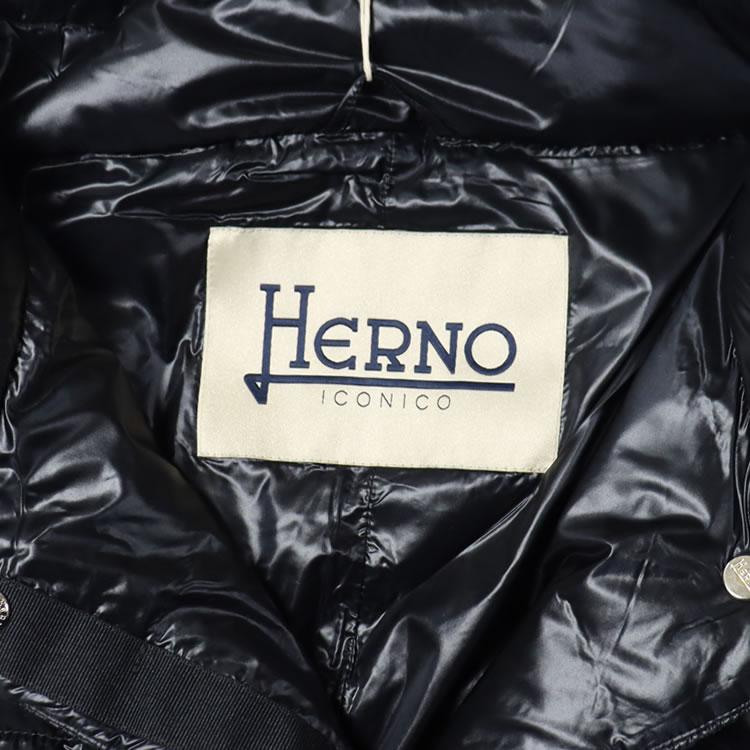 美品 ヘルノ ICONICO アメリア ダウンジャケット ブラック ロゴ金ボタン HERNO（ヘルノ） HERNO ICONICO イコニコ ダウンコート AMELIA
