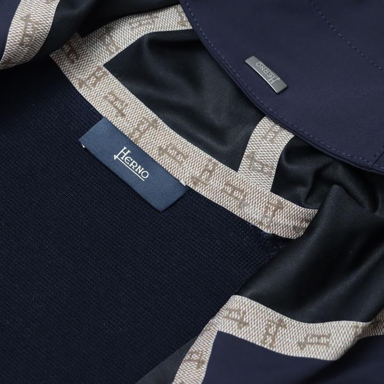 美品 ヘルノ HERNO 異素材 フーテッド ブルゾン ネイビー パーカー 38 HERNO（ヘルノ） パーカー MC000154U 72032 メンズ アウター ニット