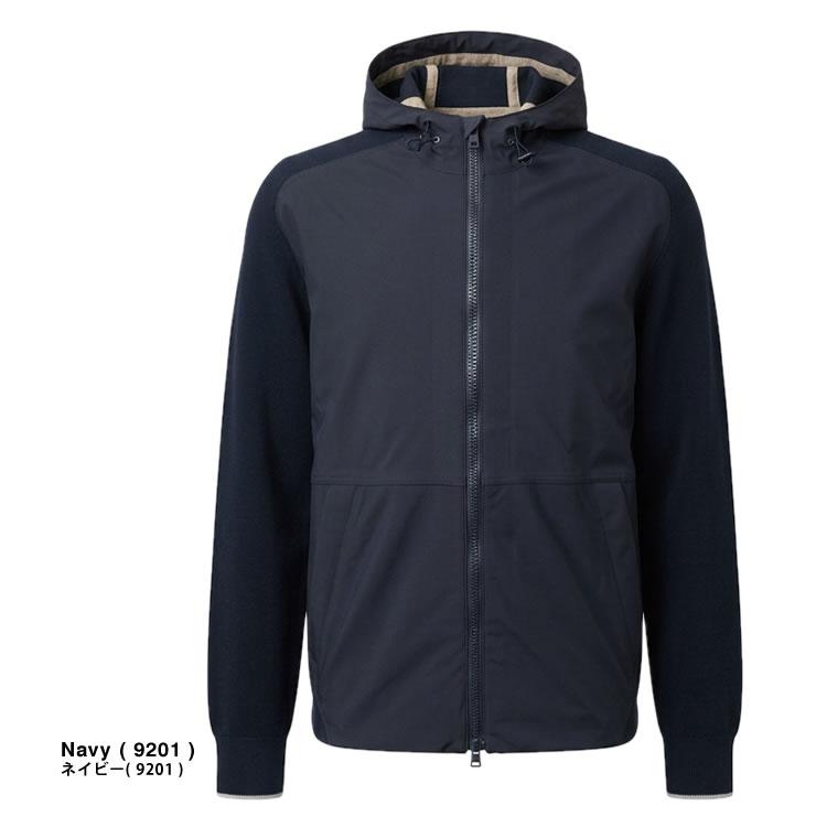 美品 ヘルノ HERNO 異素材 フーテッド ブルゾン ネイビー パーカー 38 HERNO（ヘルノ） パーカー MC000154U 72032 メンズ アウター ニット