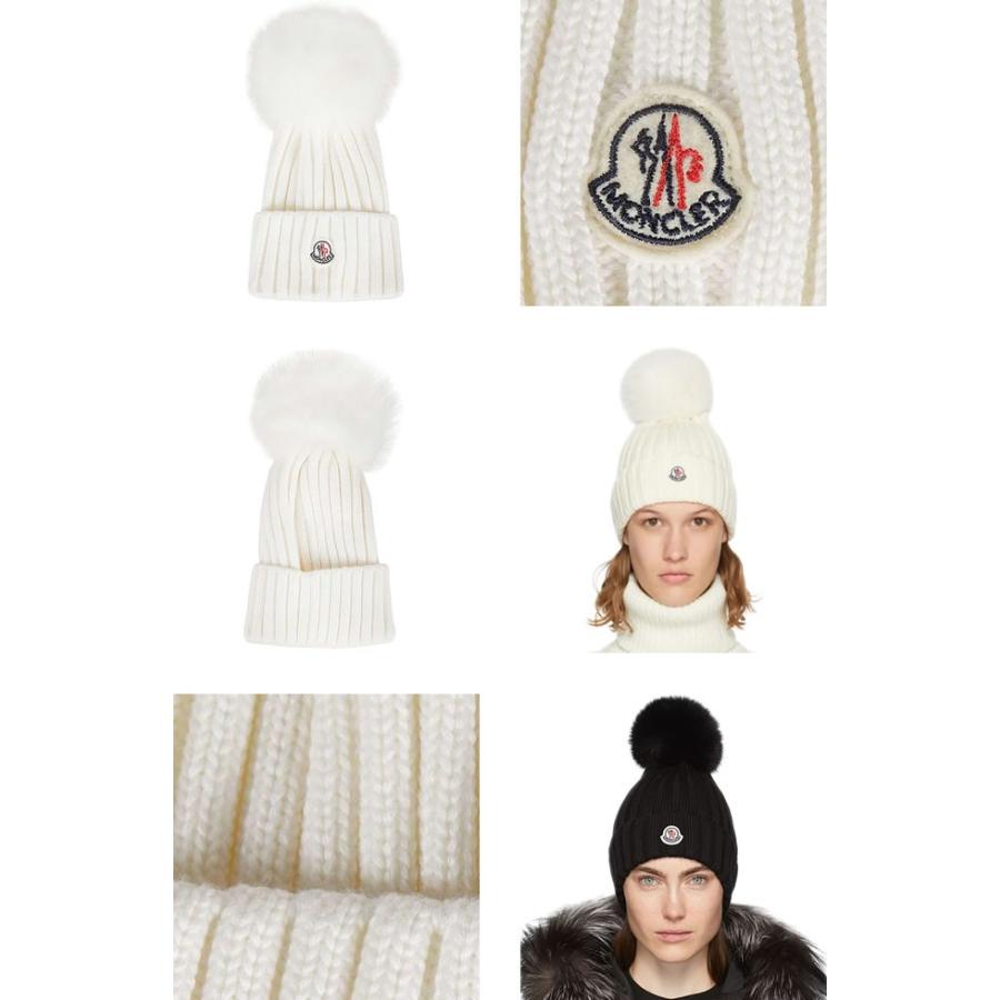 モンクレール MONCLER ニット帽 ボンボン ニットキャップ レディース ブランド ロゴ 黒 白 ブラック ホワイト ネイビー リアル