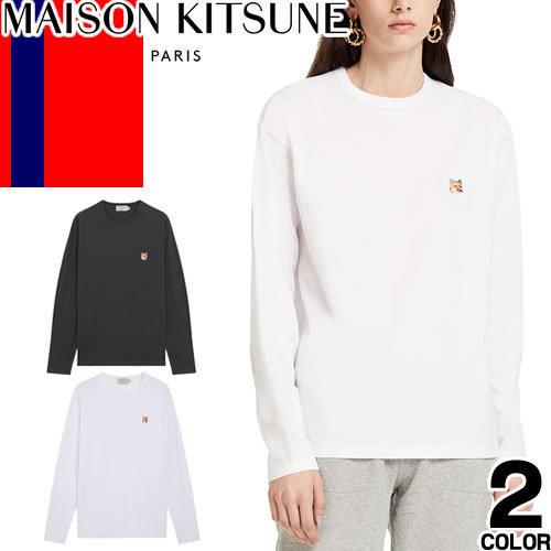 メゾンキツネ MAISON KITSUNE Tシャツ ロングTシャツ 長袖Tシャツ レディース フォックス ヘッド パッチ レギュラー ロング  スリーブ 白 黒 ホワイト ブラック :255-017:MSS - 通販 - Yahoo!ショッピング