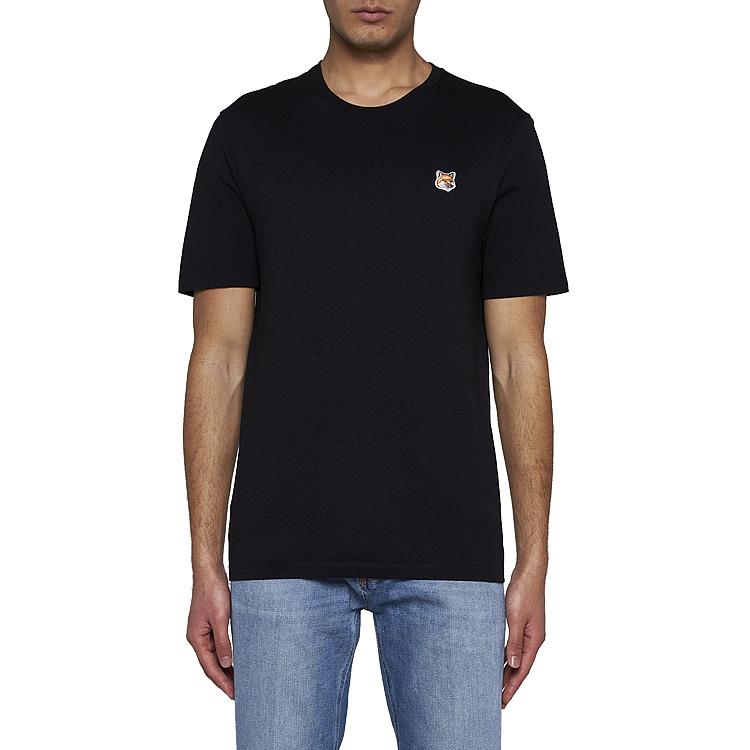 正規品 メゾンキツネ 半袖 Tシャツ フォックスヘッド ロゴ ブラック　L MAISON KITSUNE メゾンキツネ DOUBLE MONOCHROME FOX HEAD PATCH