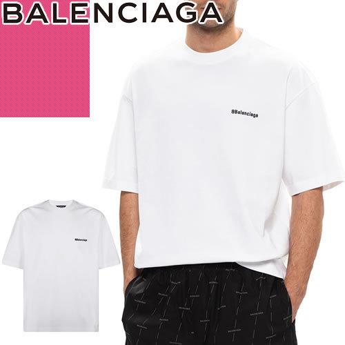 バレンシアガ Balenciaga Tシャツ 半袖 メンズ ミディアム フィット オーバーサイズ ロゴ刺繍 クルーネック 丸首 ブランド おしゃれ 白 ホワイト 279 046 Mss 通販 Yahoo ショッピング