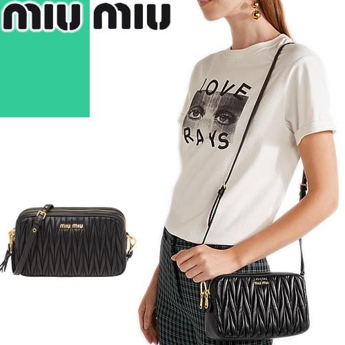 ミュウミュウ MIUMIU バッグ 2way ショルダーバッグ レディース マトラッセ レザーポーチ 斜めがけ ブランド 革 小さめ 黒 ブラック  5NF011 N88 :287-002:MSS - 通販 - Yahoo!ショッピング