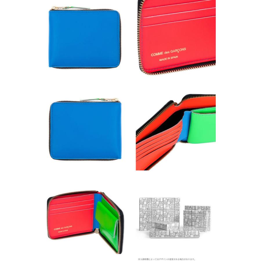 コムデギャルソン　折り財布　ラウンドファスナー　バイカラー　ロゴプリント　レザー コムデギャルソン 折り財布 ラウンドファスナー バイカラー ロゴ