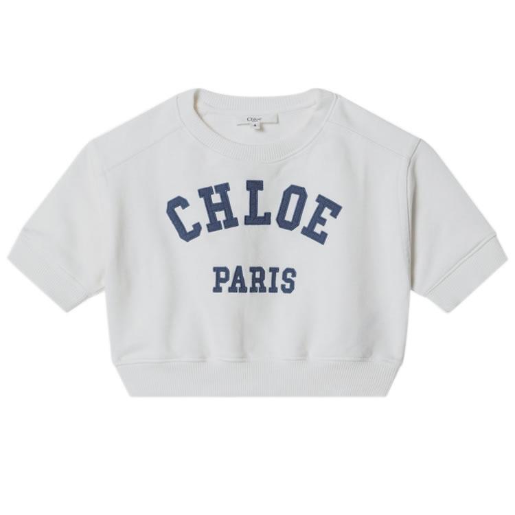 Chloe クロエ 半袖Tシャツ ロゴプリント クロップド Chloe（クロエ） キッズ Chloe Kids トレーナー 半袖 C20844