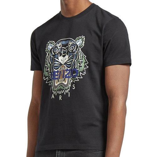 ケンゾー KENZO Tシャツ 半袖 クルーネック 丸首 メンズ タイガー プリント 大きいサイズ 綿 おしゃれ ブランド 黒 白 ブラック ホワイト