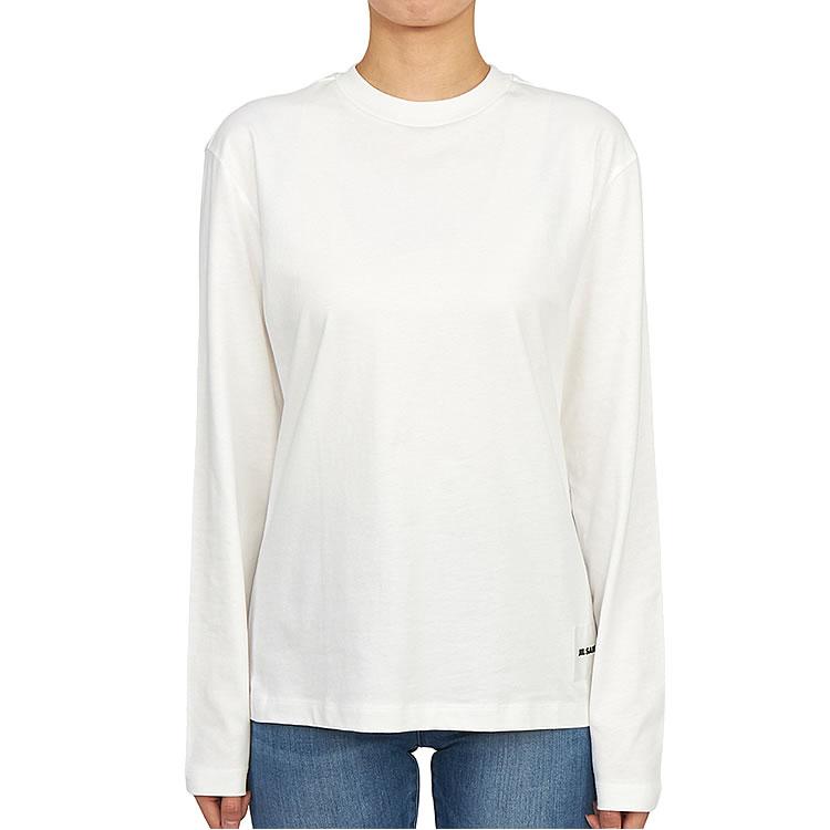 美品 ジルサンダー JIL SANDER+ シャツ プルオーバー ロングスリーブ 無地 コットン トップス メンズ 38(M相当) ホワイト JIL SANDER（ジルサンダー） JIL SANDER Tシャツ 長袖 ロンT クルー