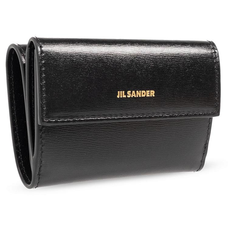 ジルサンダー JIL SANDER 三つ折り財布 本革ミニウォレット黒