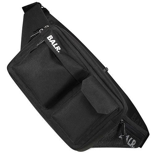 【極美品】BALR. ボディバッグ ウエストポーチ ブラック 総柄 レザー BALR./ボーラー/CLASSIC WAISTBAG-JET BLACK（ボディバッグ