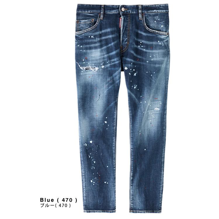ディースクエアード DSQUARED2 デニム ペイント スケーター パンツ ジーンズ ダメージデニム メンズ ボタンフライ スリム 大きいサイズ ブランドの画像