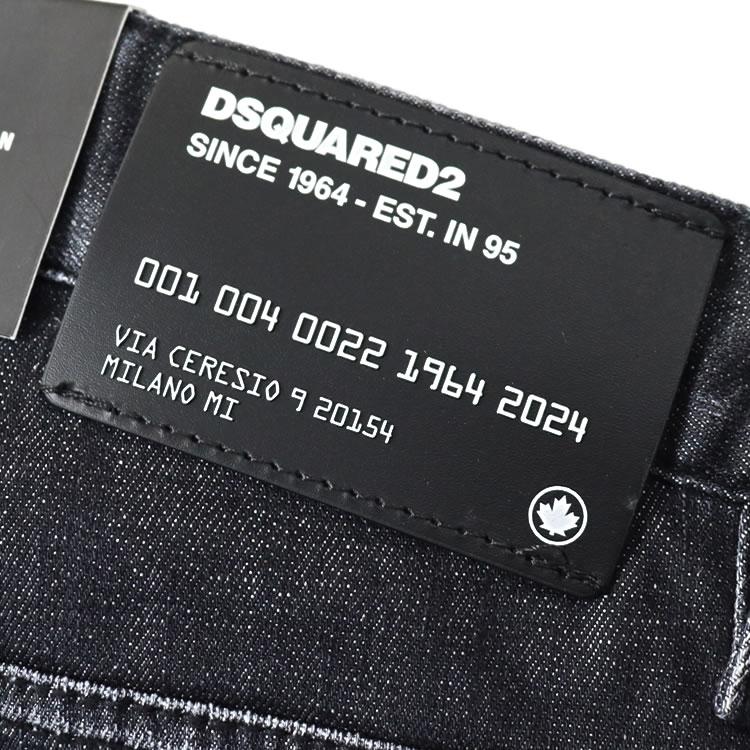 最終❣️美品❣️DSQUARED2❣️メンズ❣️ダメージ❣️デニム❣️ブラック❣️黒❣️皮タグ❣️ DSQUARED2（ディースクエアード） ジーンズ デニム メンズ ダメージ