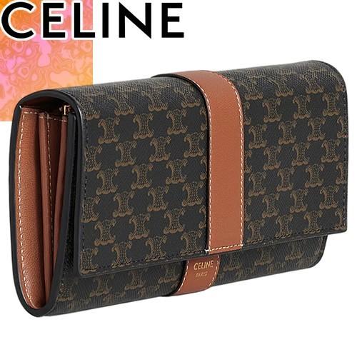 セリーヌ CELINE 財布 長財布 新作 ラージ フラップウォレット トリオンフ キャンバス アンド ラムスキン レディース ブランド 本革  ブラウン : 304-005 : MSS - 通販 - Yahoo!ショッピング